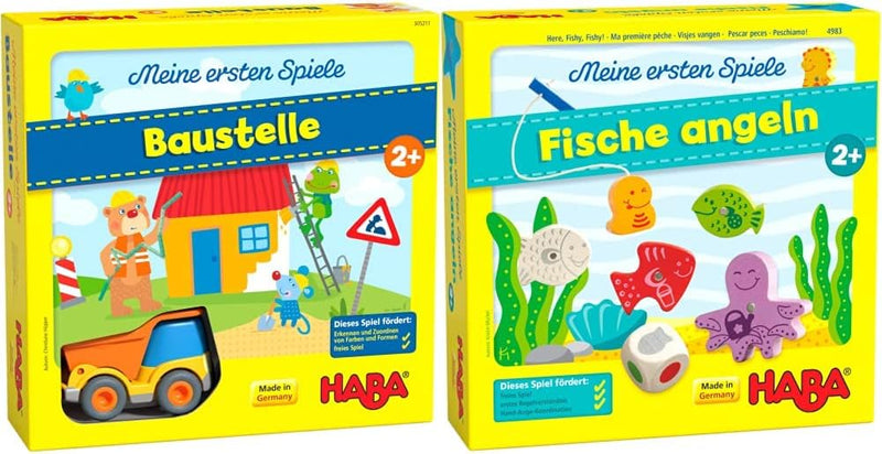 HABA 305211 - Meine ersten Spiele – Baustelle & 4983 - Meine ersten Spiele Fische Angeln, spannendes