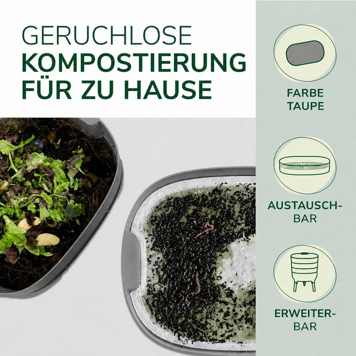 Natursache Ersatzetage für Design-Komposter/Wurmkomposter – braun I Ideal als Wurmfach für Küche, Ba