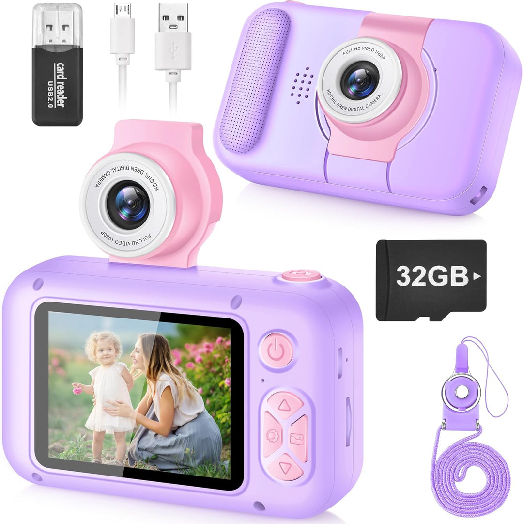 KinderKamera,ARNSSIEN Kinder Kamera,Selfie ,Geschenk für3 4 5 6 7 8 9 10Jahre Mädchen und Junge,2.4i