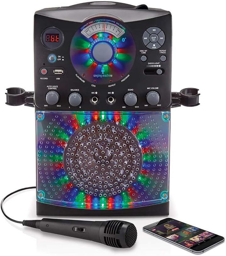 Karaoke System with Bluetooth Connection - Singing Machine SML385U in Black for Europe - LED Light E