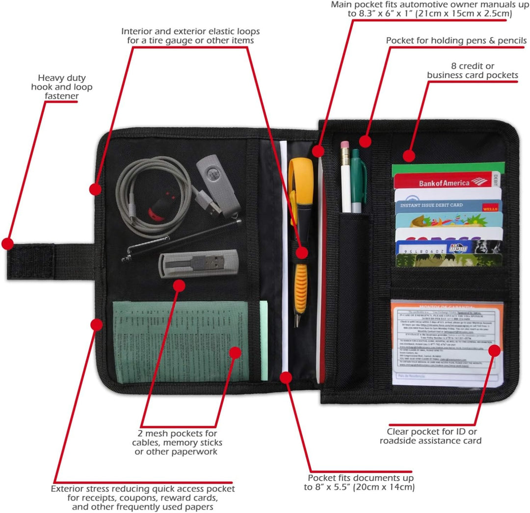 PlusXpres Handschuhfach-Organizer – Autodokumentenhalter – Manuelle Tasche – Fahrzeugaufbewahrung fü