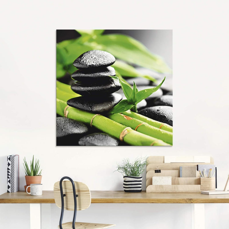 ARTland Glasbilder Wandbild Glas Bild einteilig 60x30 cm Querformat Asien Wellness Zen Steine Lavast