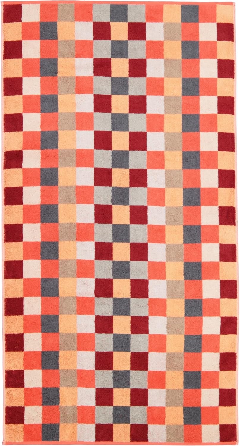 CAWÖ Home Handtücher Unique Karo 942 Koralle - 22 Duschtuch 70x140 cm, Duschtuch 70x140 cm