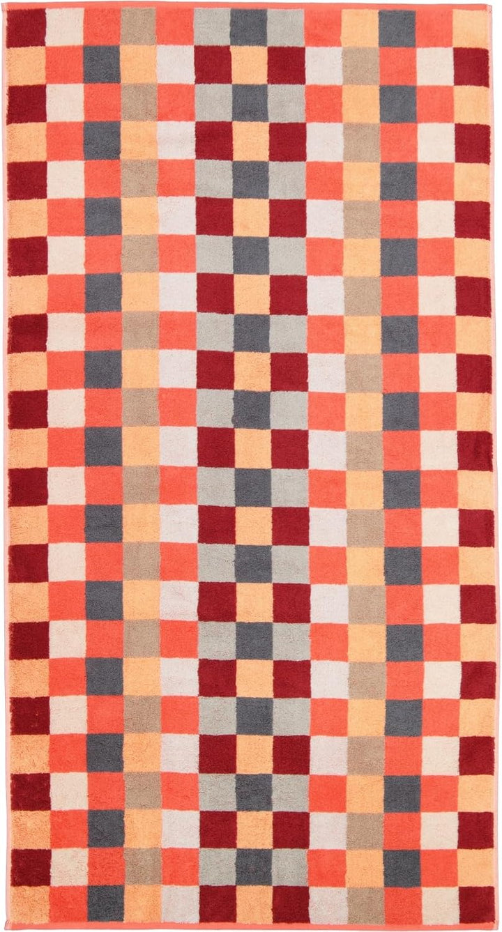 CAWÖ Home Handtücher Unique Karo 942 Koralle - 22 Duschtuch 70x140 cm, Duschtuch 70x140 cm