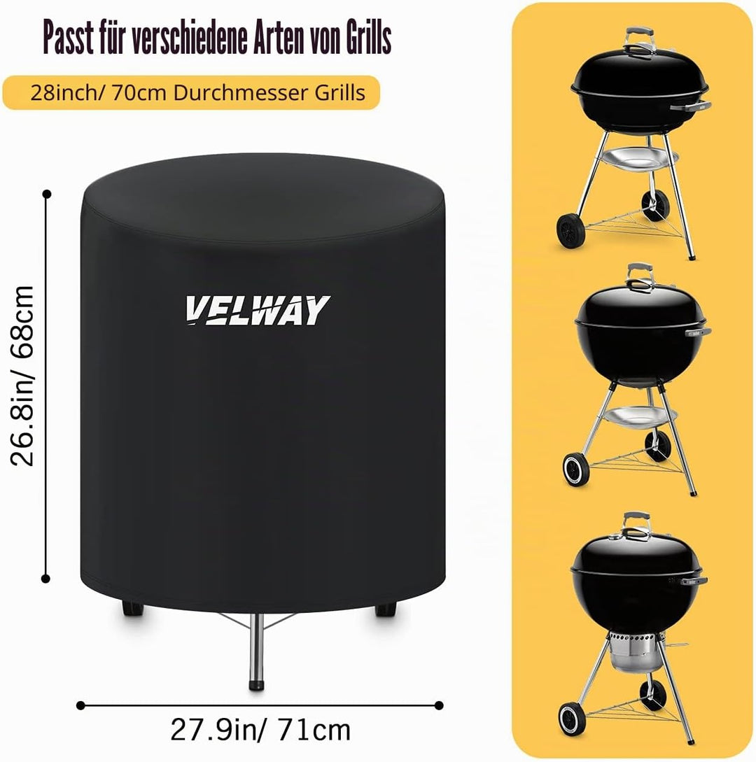Velway Grill Abdeckhaube Holzkohlegrill Kugelgrill Grillabdeckung Regendicht BBQ Abdeckung Cover Sch