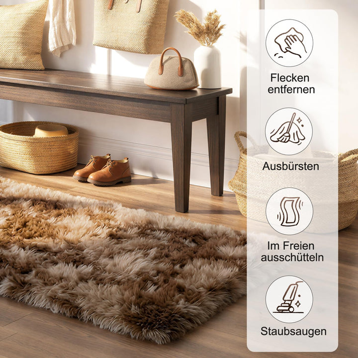 VOFUSHON Wohnzimmer Hochflor Teppich,Shaggy Flur Läufer Teppich Modern Flauschiger Weich Bunte Batik