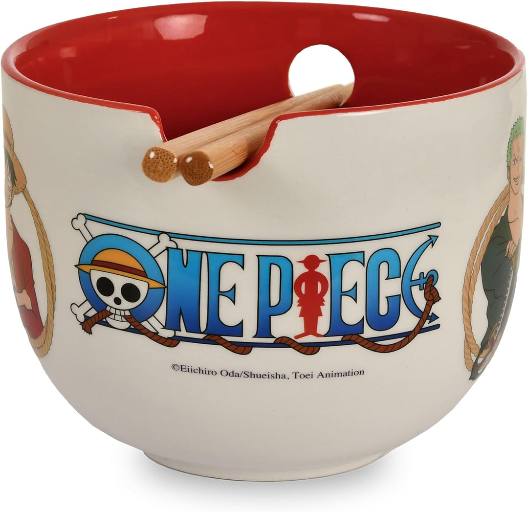 Elbenwald - One Piece - Monkey D. Luffy Ramen Schale mit Ess-Stäbchen 500 ml Keramik Weiss