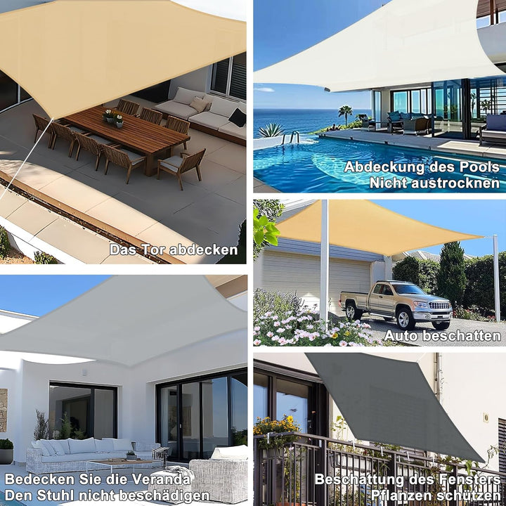SUNNY GUARD Sonnensegel Rechteckig 2x4m Wasserdicht Sonnenschutz Wetterschutz Segel Baldachin UV Sch