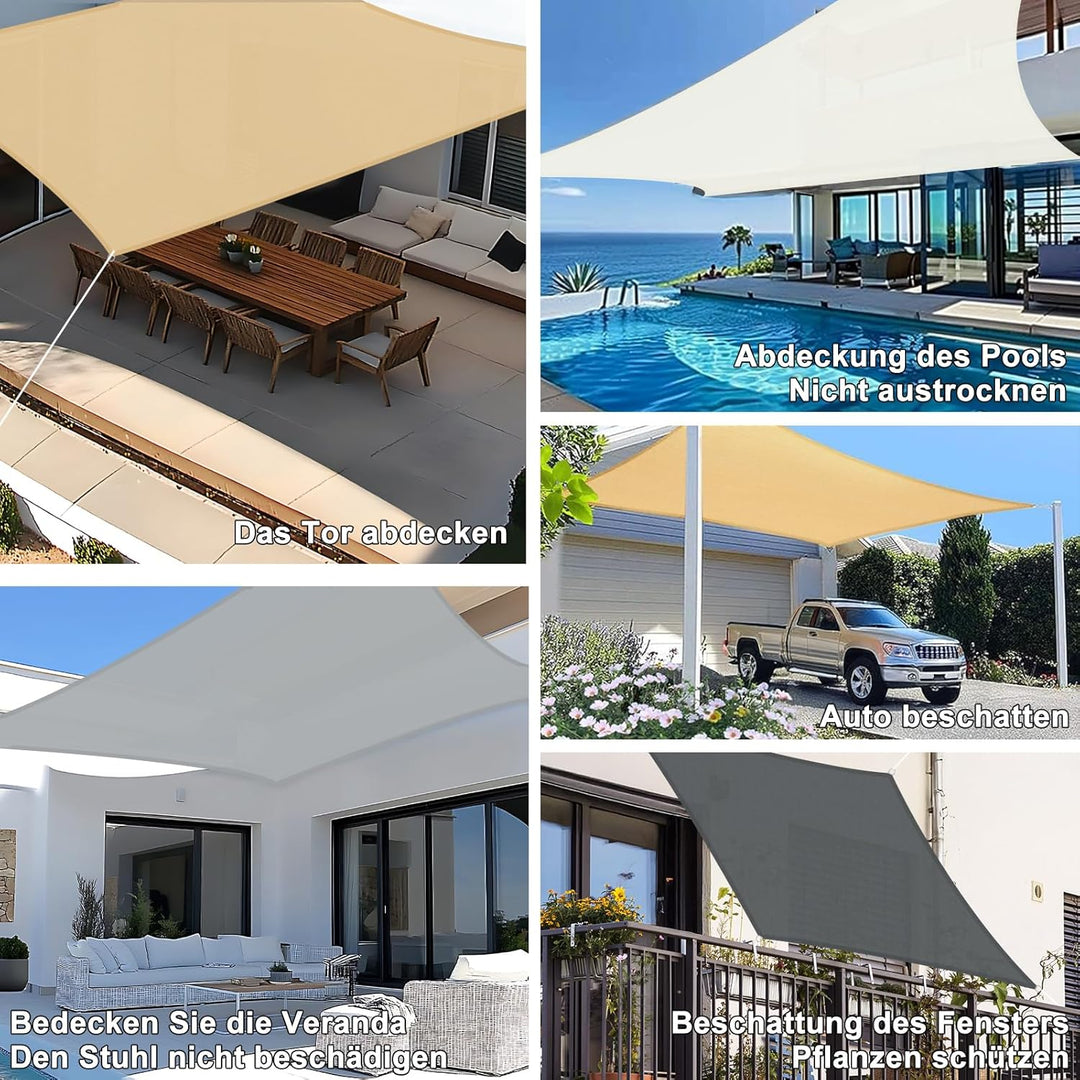 SUNNY GUARD Sonnensegel Rechteckig 2.5x3m Wasserdicht Sonnenschutz Wetterschutz Segel Baldachin UV S