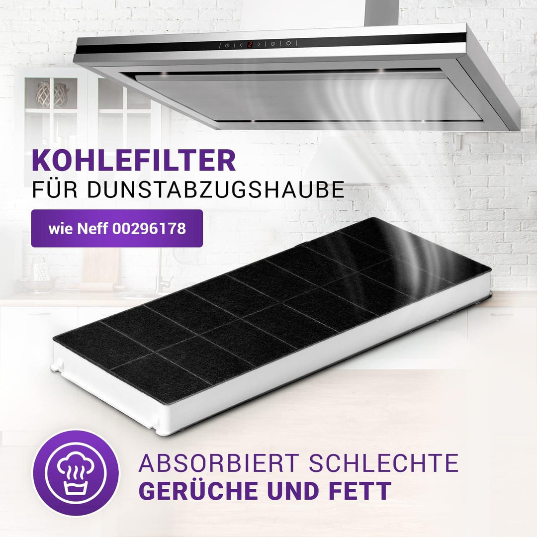 Filter Dunstabzugshaube Kohlefilter 430x175mm Ersatz für 296178 Neff Abzugshaube Filter - Aktivkohle