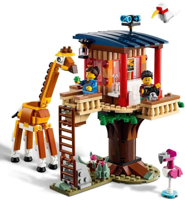 LEGO 31116 Creator 3-in-1 Safari-Baumhaus - Katamaran - Flugzeug Spielzeug, Set mit Giraffe und Löwe