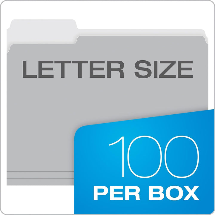 Pendaflex Zweifarbige Aktenordner, Briefgrösse, 1/3 Schnitt, grau, 100 Stück pro Box (152 1/3 Gra),