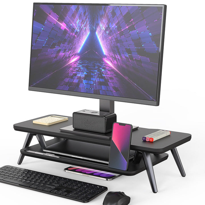Fenge Monitorständer, Integrierte Mulde für Smartphone, Tablet, Stift, Monitor Stand aus Metall und