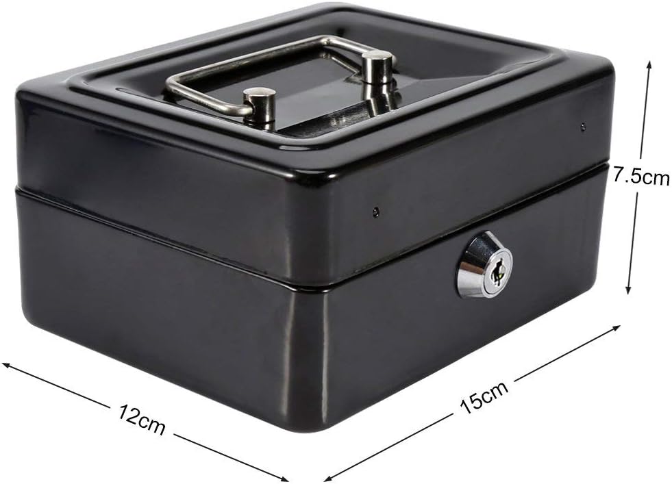 Geldkassette, Feuerfeste wasserdichte Box mit Schlüsselschloss Tragbare Mini Tragbarer Safe Stahl Pe