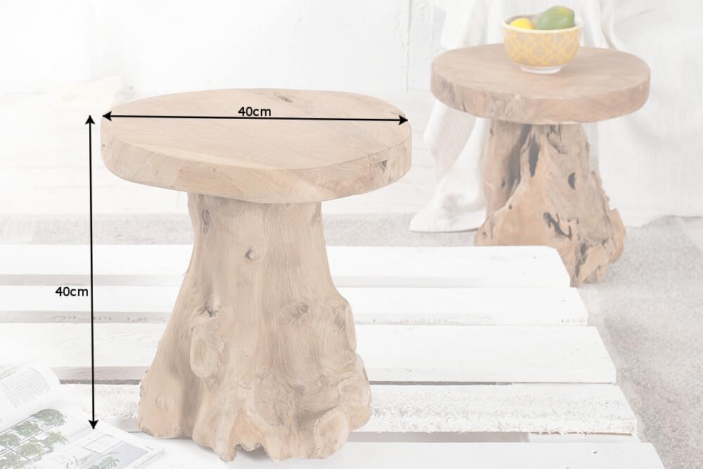 invicta INTERIOR Baumstamm Hocker Root Teak Hocker massives Wurzelholz Sitzhocker Beistelltisch Natu
