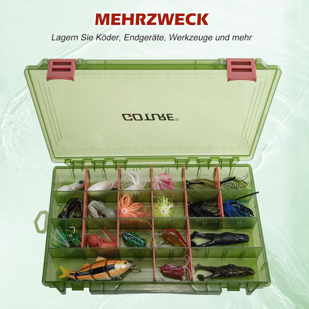 Goture Verdickte Köderbox Angeln 3700 - Transparente Angelbox mit Messlineal, Verstellbaren Trennwän