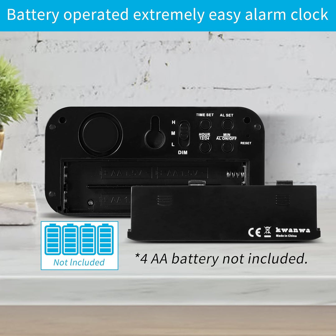 KWANWA Digitaler Wecker, LED Uhr Batteriebetrieben Tischuhr mit 3 Einstellbarer Helligkeit/Snooze/Oh