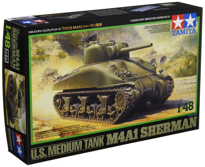 Tamiya 32523 1:48 US Panzer Sherman M4A1 Früh.A. -Modellbausatz,Plastikbausatz, Bausatz zum Zusammen