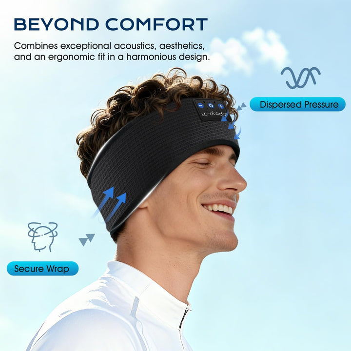 LC-dolida Schlafkopfhörer Bluetooth Stirnband Sport-Kopfhörer, Kabellos Kopfhörer zum Schlafen 15+ S