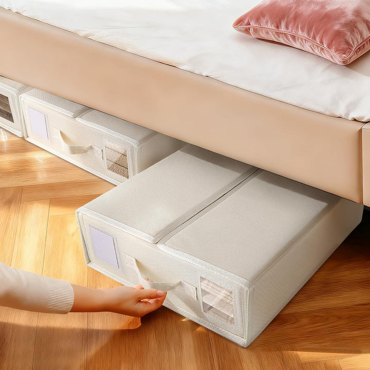 4 Stück Aufbewahrung Bettwäsche Organizer, Faltbarer Aufbewahrungstasche für Bettlaken, Oxford-Stoff
