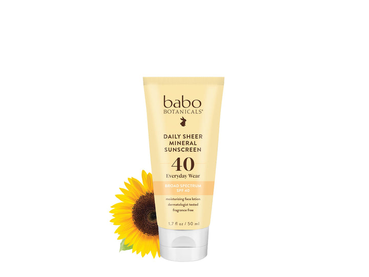 Babo Botanicals Daily Sheer Sunscreen SPF40 - Fragrance Free - For Face & Extra Sensitive Skin 50ml