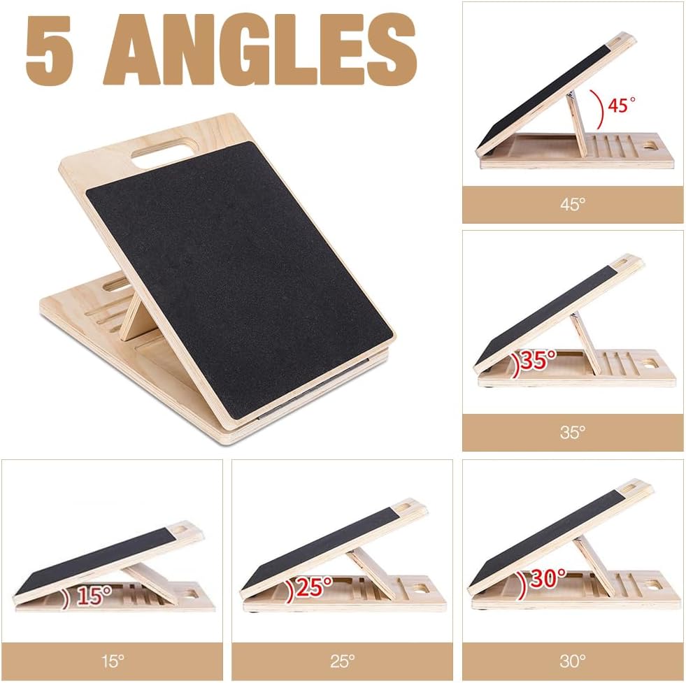 Professionelles Schrägbrett Aus Holz, Portable Wooden Slant Board, Einstellbares & Rutschfestes Schr