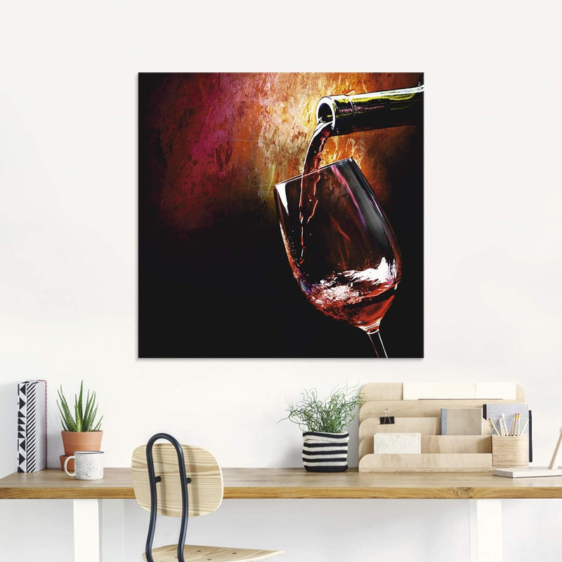 ARTland Glasbilder Wandbild Glas Bild einteilig 60x30 cm Querformat Rotwein Lounge Bar Restaurant It