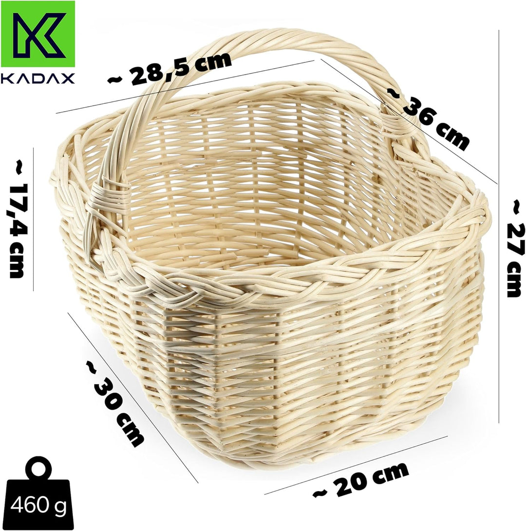 KADAX Weidenkorb für Pilze, Ovaler Korb zum Einkaufen, robuster Picknickkorb mit dem Henkelgriff, Fl
