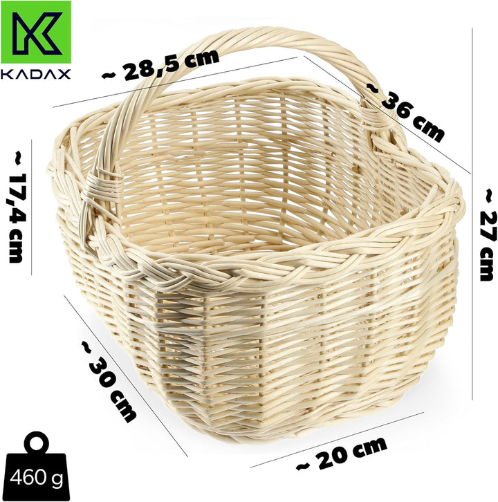 KADAX Weidenkorb für Pilze, Ovaler Korb zum Einkaufen, robuster Picknickkorb mit dem Henkelgriff, Fl