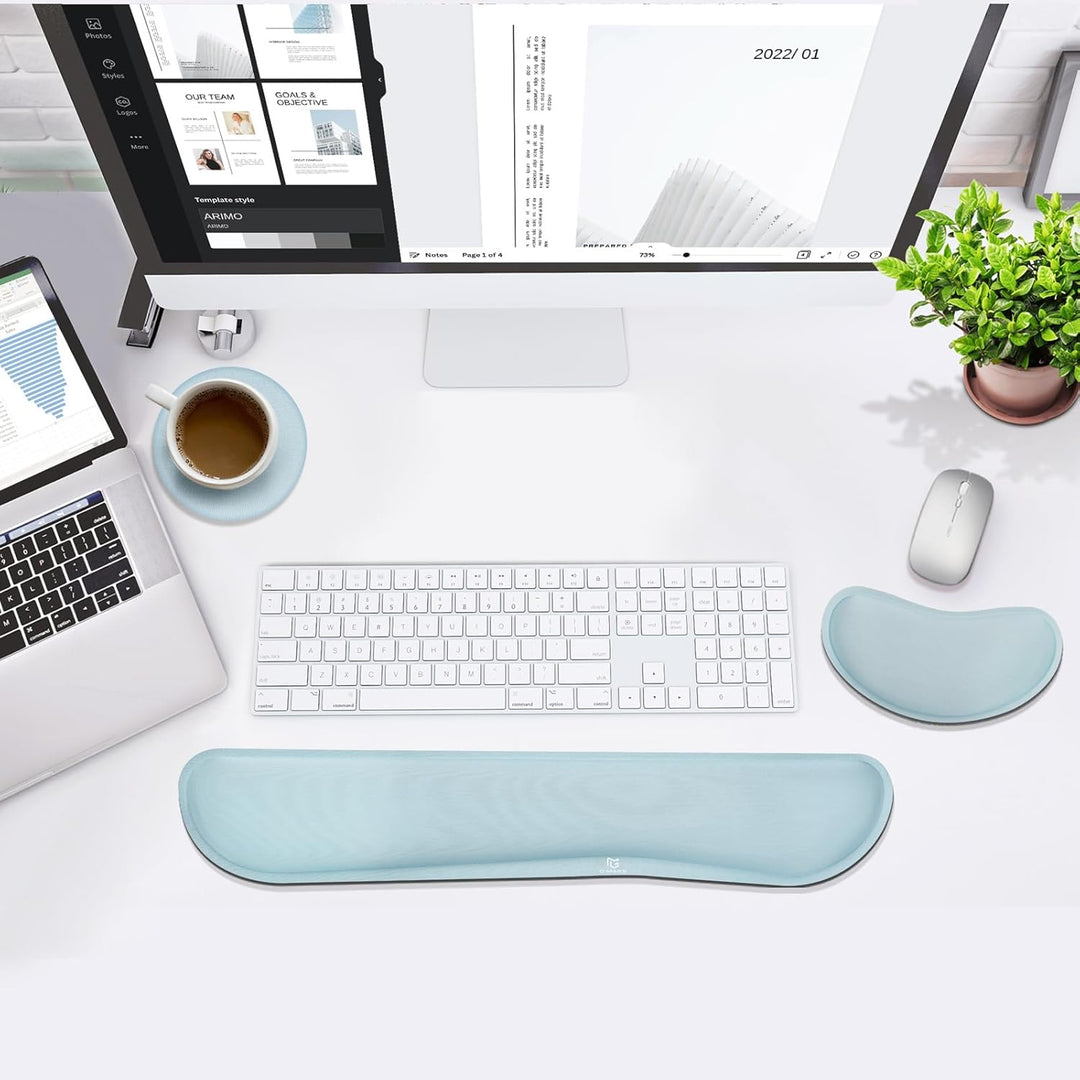 Gimars Vergrössertes Gel-Memory-Schaumstoff-Set, Tastatur-Handgelenkauflage, Maus-Handgelenkpolster,