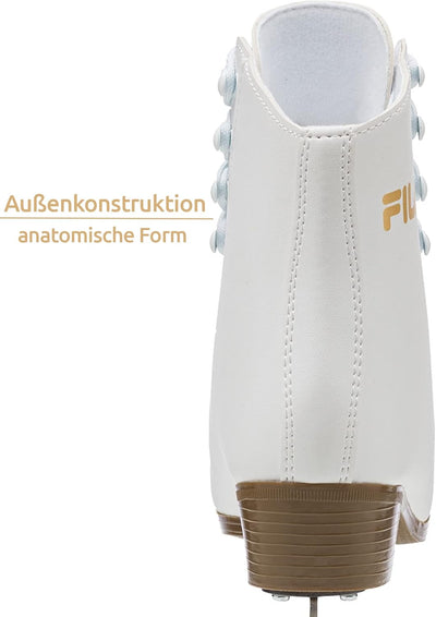 FILA Damen Schlittschuhe Cortina, Eislaufschuhe Grösse 40, Kunstlaufschuhe mit Edelstahlkufen, weiss