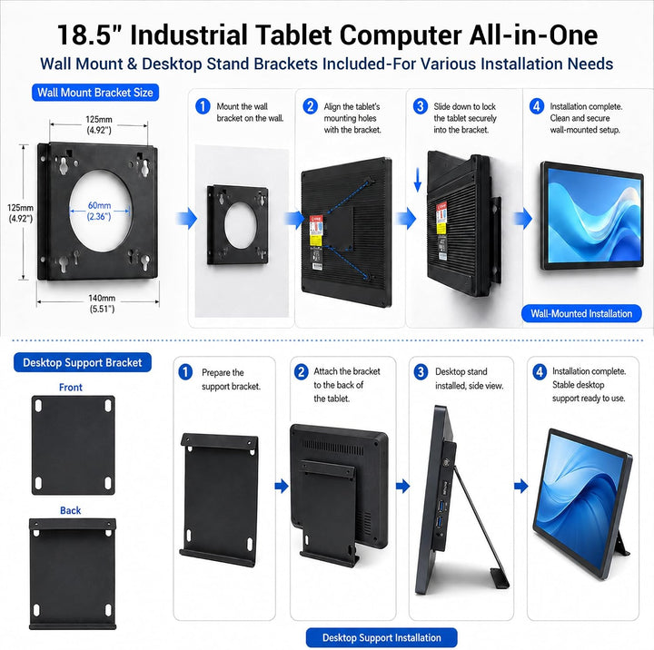 Panel PC-HEIGAOLAPC 18,5" Industrie Touch Panel Computer All in One Win11 Pro, Fanless Embedded Touc