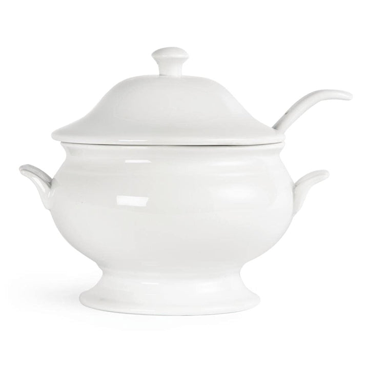 Olympia Whiteware Suppenterrine und Schöpfkelle, 2,5 Liter, weisses Porzellan, Grösse: 227 x 250 mm,