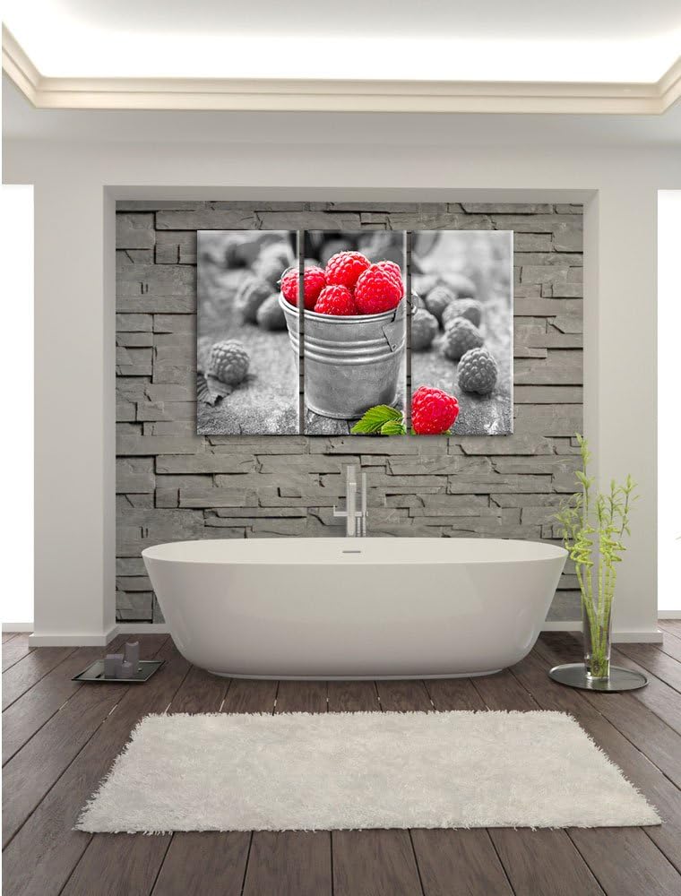 Pixxprint Früchte Eimer Obst Fruit Food als Leinwandbild/Grösse: 3 Teilig (120x80 cm) cm/Wandbild/Ku