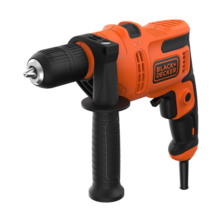 Black+Decker 1-Gang Schlagbohrmaschine (500W, mit 2-tlg. Schnellspannbohrfutter, Rechts-/Linkslauf,