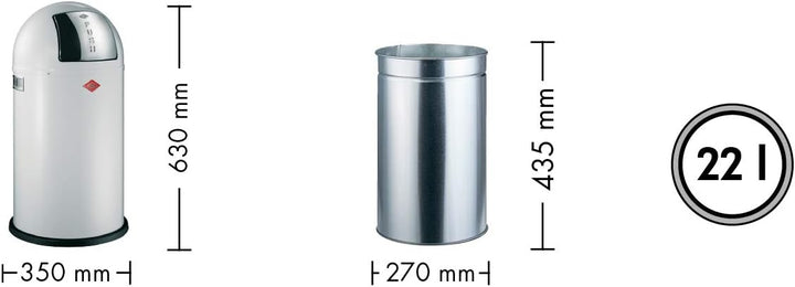 Wesco Abfallsammler Pushboy Junior 22 Liter silber