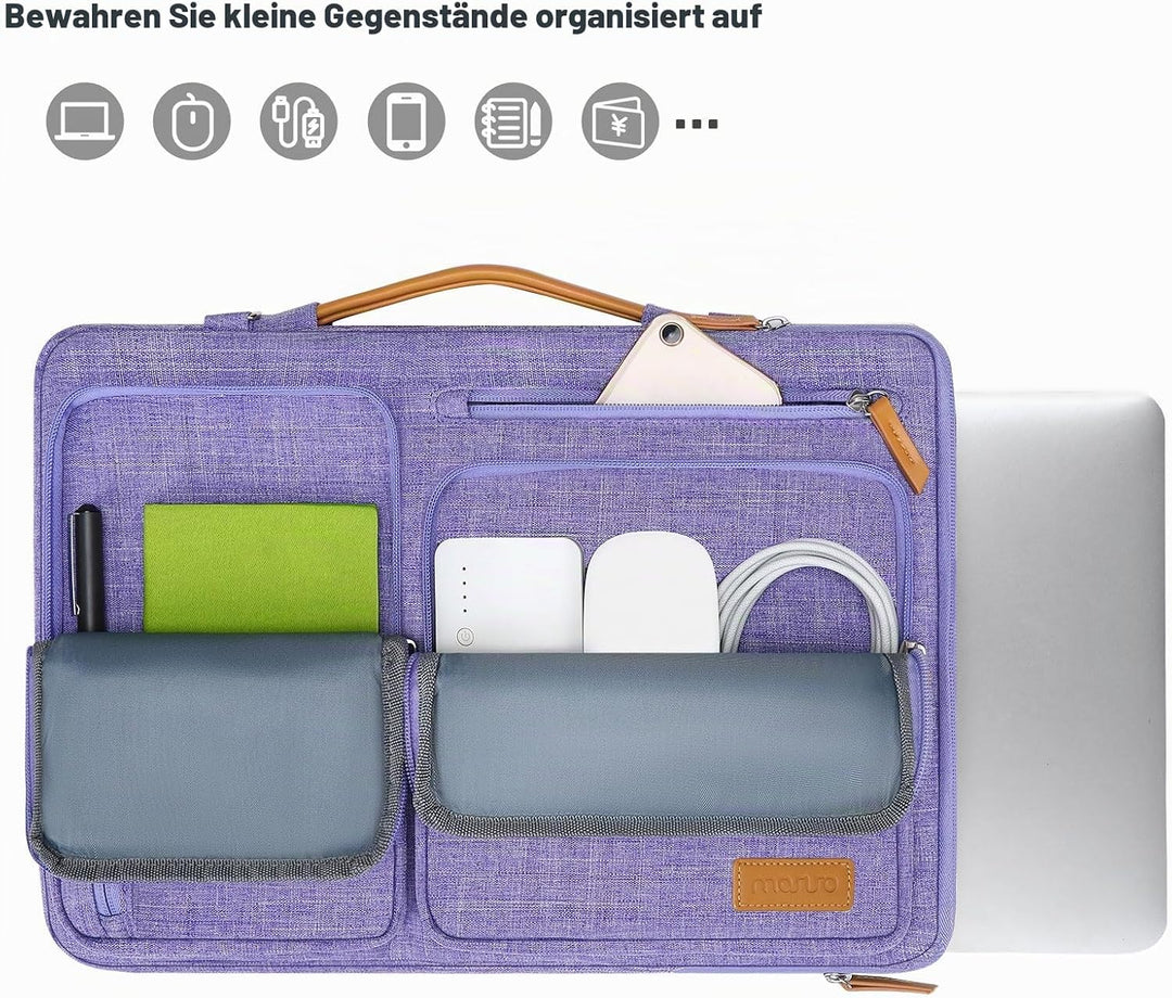 MOSISO 360 Laptoptasche, Wasserdicht Laptop Schultertasche, Stossfest Umhängetasche mit 4 Reissversc