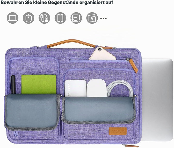 MOSISO 360 Laptoptasche, Wasserdicht Laptop Schultertasche, Stossfest Umhängetasche mit 4 Reissversc