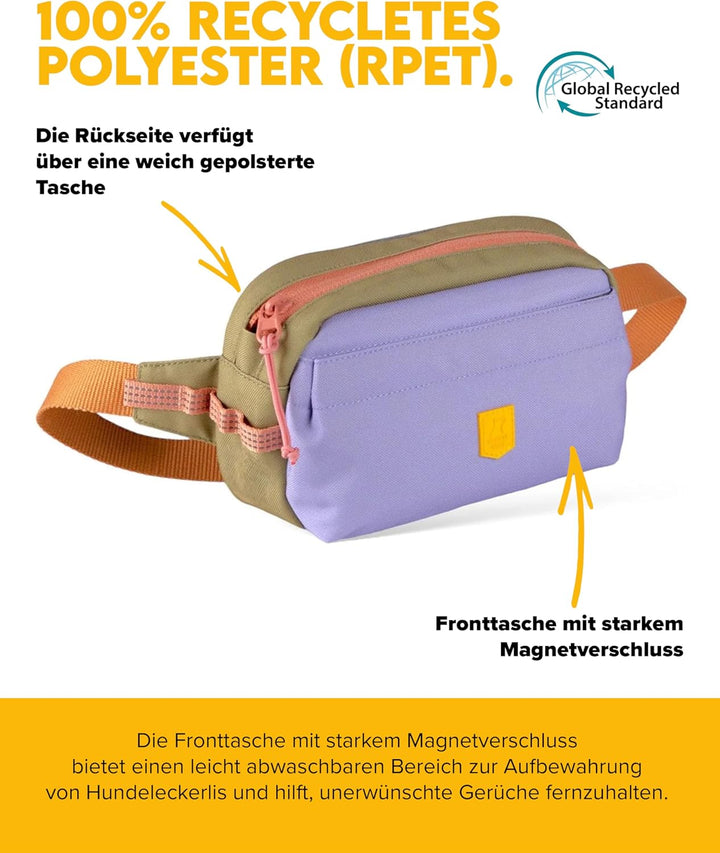 Woolly Wolf Alpha 360 Hip Pack Hüfttasche Lavendel Mix - Leckerlitasche für Hunde aus recyceltem Mat