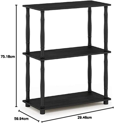 Furinno 3-Ebenen kompaktes Mehrzweck-Regal mit klassischer Röhre, holz, Americano/Schwarz, 29.46 x 5