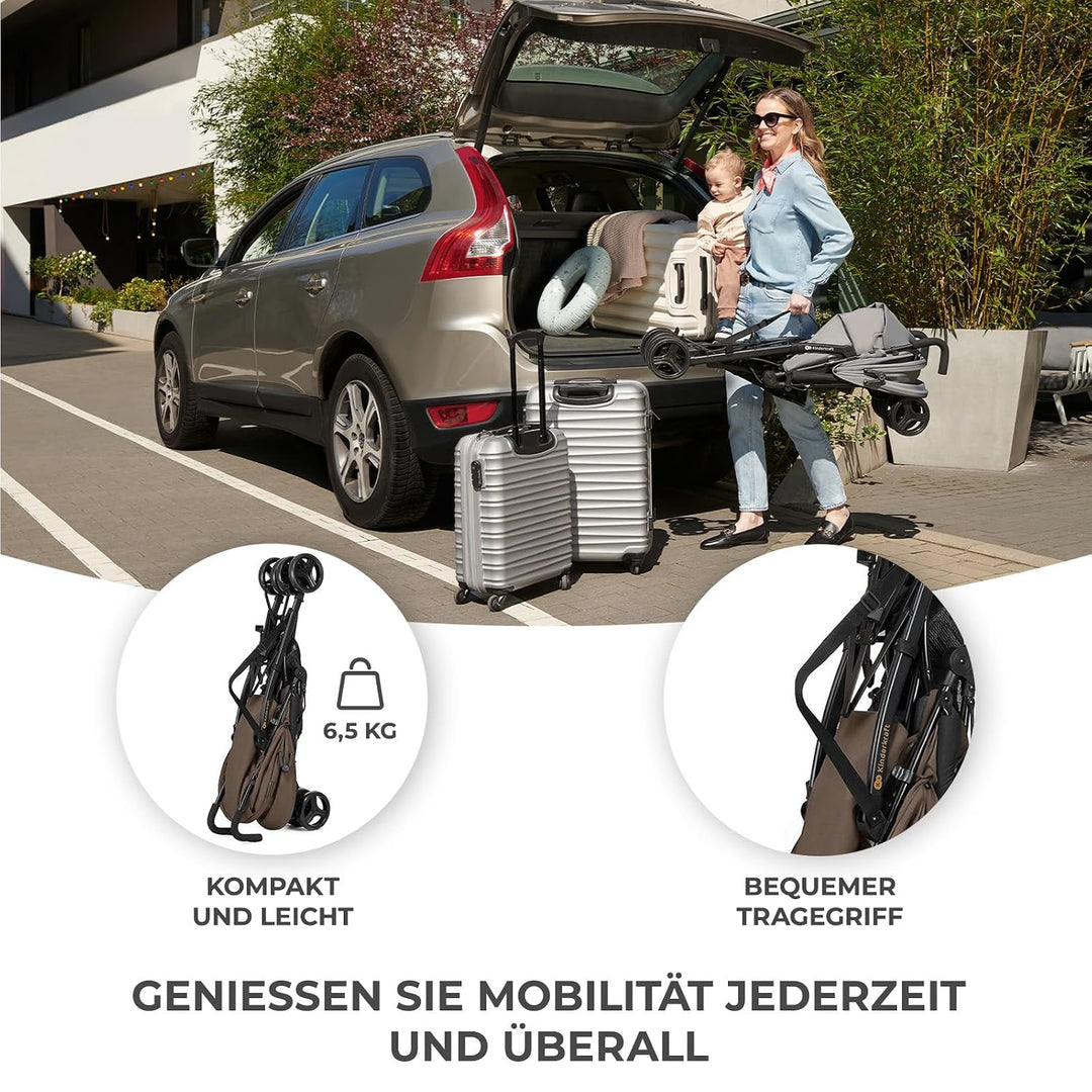 Kinderkraft TIK Kinderwagen, Liegebuggy, Sportwagen, Leicht - 6,5kg, Drehbare Vorderräder, Verstellb