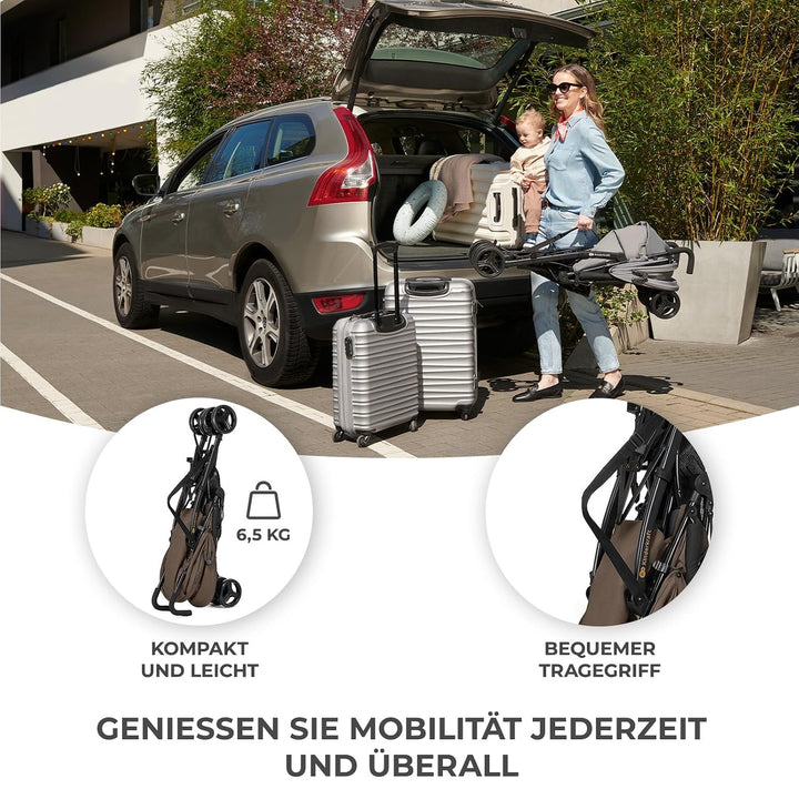 Kinderkraft TIK Kinderwagen, Liegebuggy, Sportwagen, Leicht - 6,5kg, Drehbare Vorderräder, Verstellb