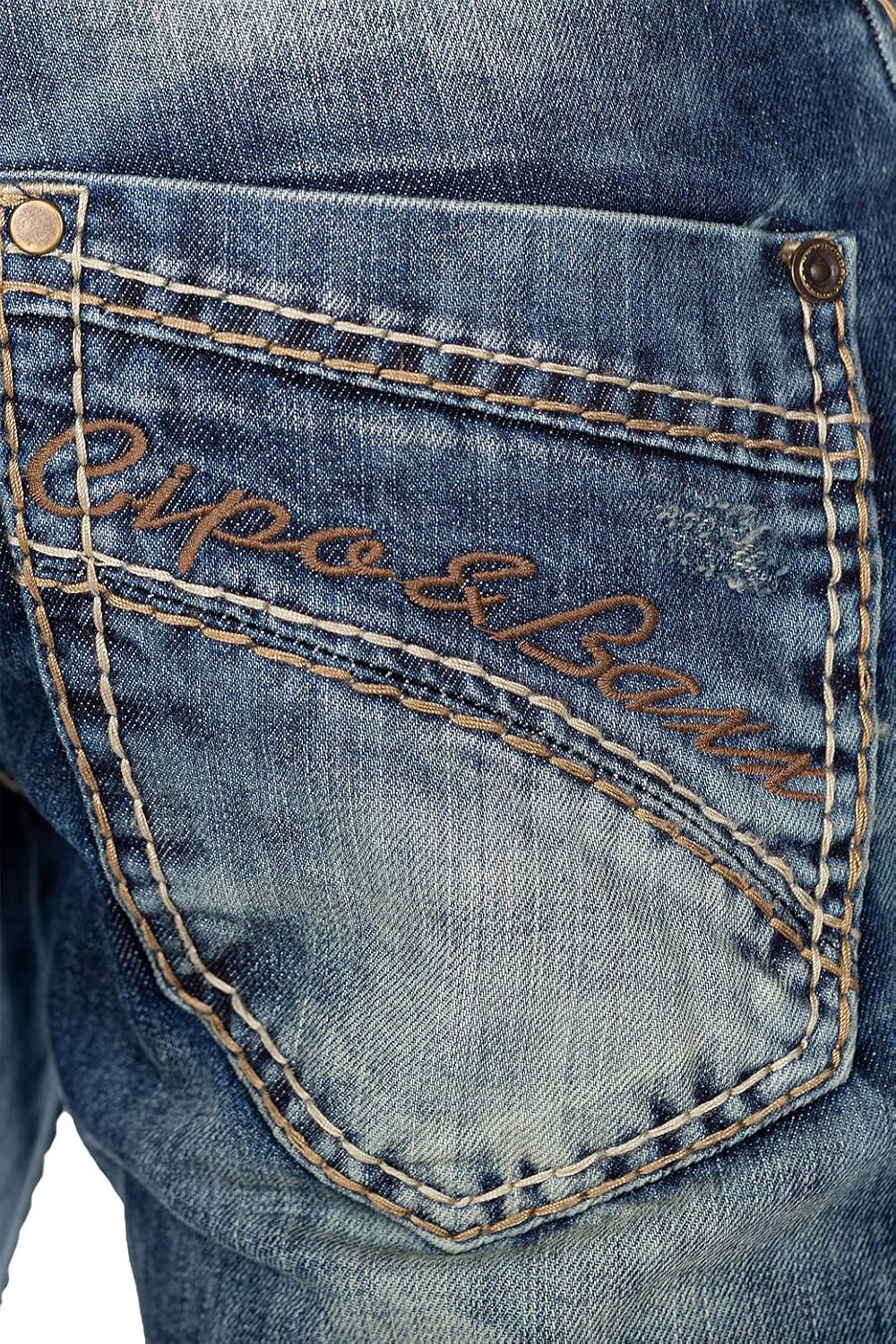 Cipo & Baxx Herren Jeans – Stylische Regular-Fit Denim mit Stone-Washed-Design, Used-Look & markante