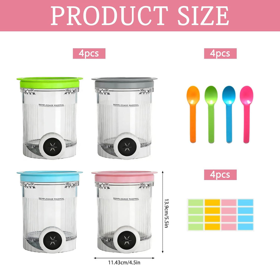 DAZZTIME Behälter für Ninja Creami Deluxe Pints,4 Stück Ersatz für Ninja Creami Deluxe Pints und Dec