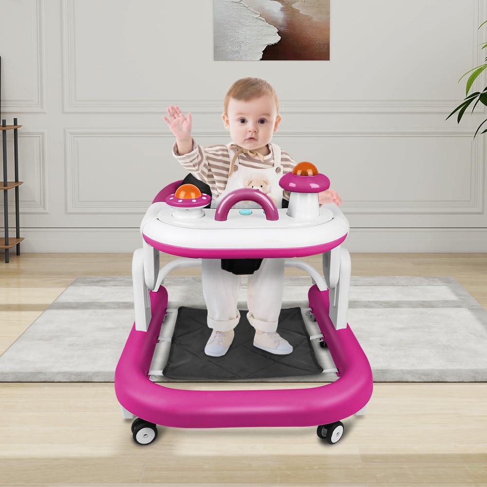 5-in-1 Lauflernhilfe für Babys, mit verstellbaren Höhen, Gehfrei Babywalker ab 6 Monate, bis zu 25 k