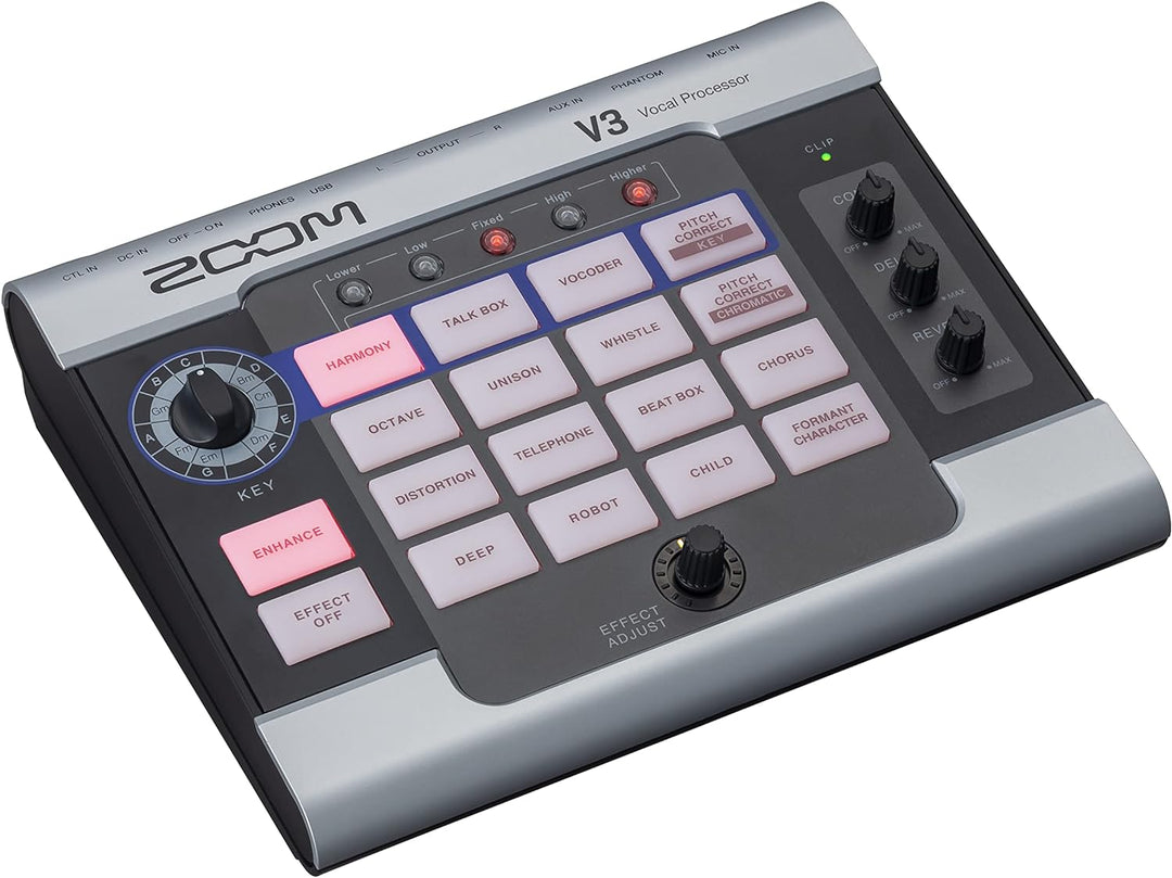 Zoom V3 Vocal Processor, 48V Phantomspannung für Kondensatormikrofone, USB 2.0 Audio-Interface für d