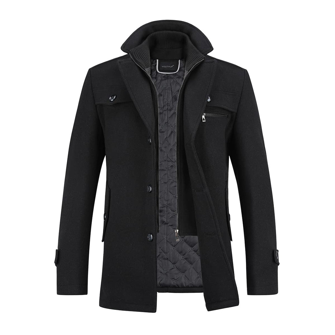 YOUTHUP Herren Wollmantel Dick Winter Kurzmantel Regular Fit Wintermantel Freizeit Herrenmantel Über