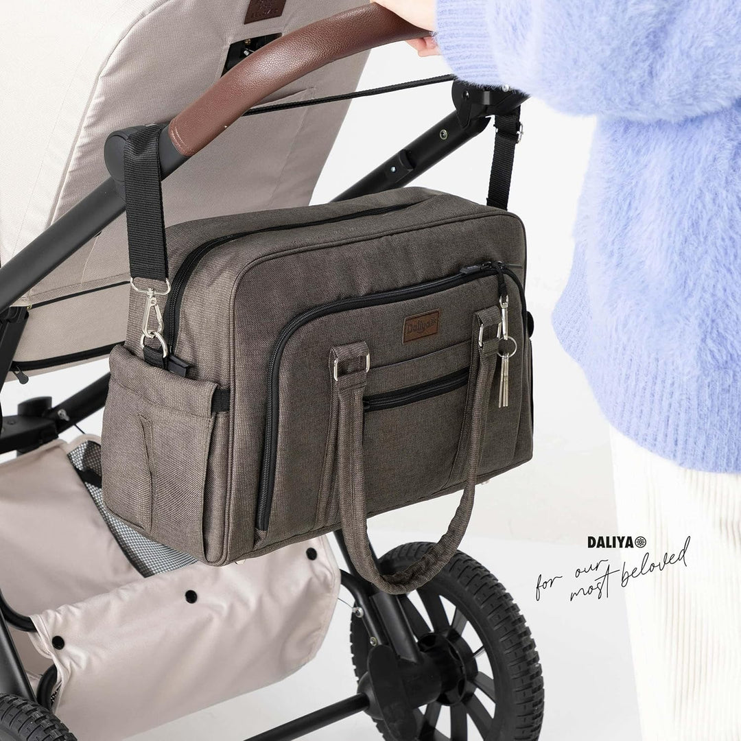 Daliya ALPINO PURE Wickeltasche 30L – 17 Fächer, Grosse Baby-Tasche mit Wickelunterlage, Thermofäche