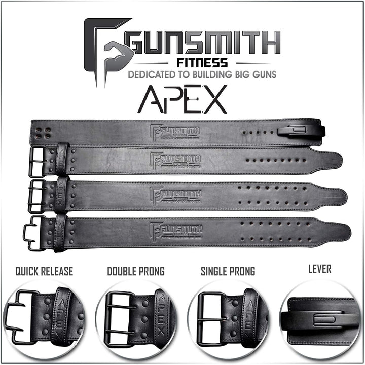 Gunsmith Gewichthebergürtel - Ultra-Premium Handgefertigt Schwarz Gewichtsgürtel für Herren und Dame