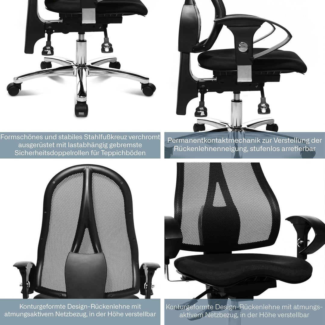 Topstar ST19UG20 Sitness 15, ergonomischer Bürostuhl, Schreibtischstuhl, inkl. höhenverstellbare Arm